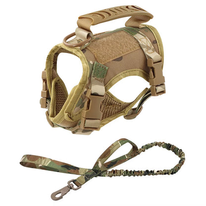 Tactical Cat Harness for Walking Escape Proof Adjustable Pet Vest Harness Soft Mesh with Control Handle for Large Cat Small Dog