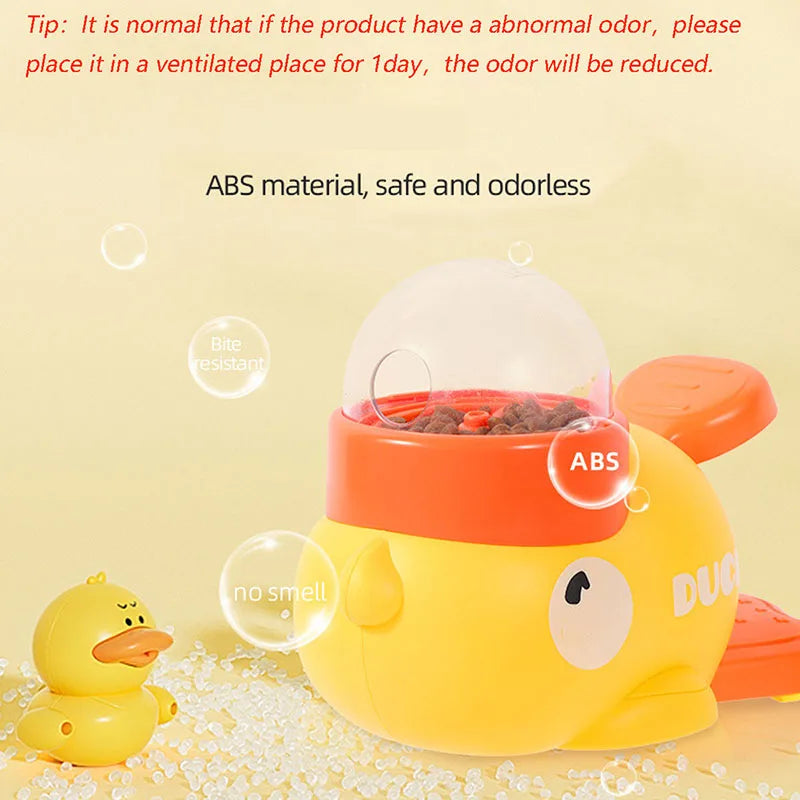Yellow Duck-Shaped Interactive Cat Treat Dispenser Durable Plastic Training Dog Toy Puzzle Slow Feeder Dog Self-Pleasure Toy