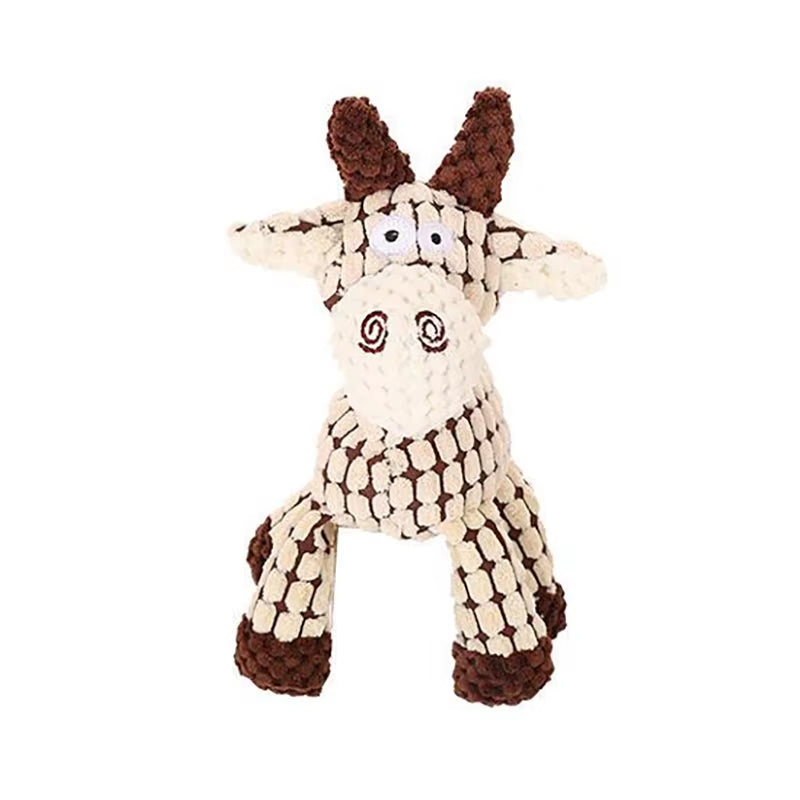 Plush Dog Toy Animals Shape Bite Resistant Squeaky Toys Corduroy Dog Toys for Small Large Dogs Puppy Pets Training Accessories