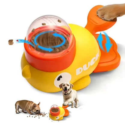 Yellow Duck-Shaped Interactive Cat Treat Dispenser Durable Plastic Training Dog Toy Puzzle Slow Feeder Dog Self-Pleasure Toy