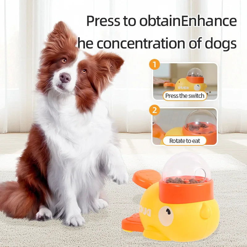 Yellow Duck-Shaped Interactive Cat Treat Dispenser Durable Plastic Training Dog Toy Puzzle Slow Feeder Dog Self-Pleasure Toy