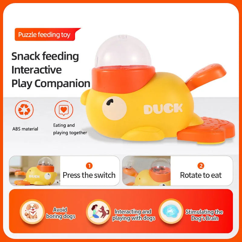 Yellow Duck-Shaped Interactive Cat Treat Dispenser Durable Plastic Training Dog Toy Puzzle Slow Feeder Dog Self-Pleasure Toy