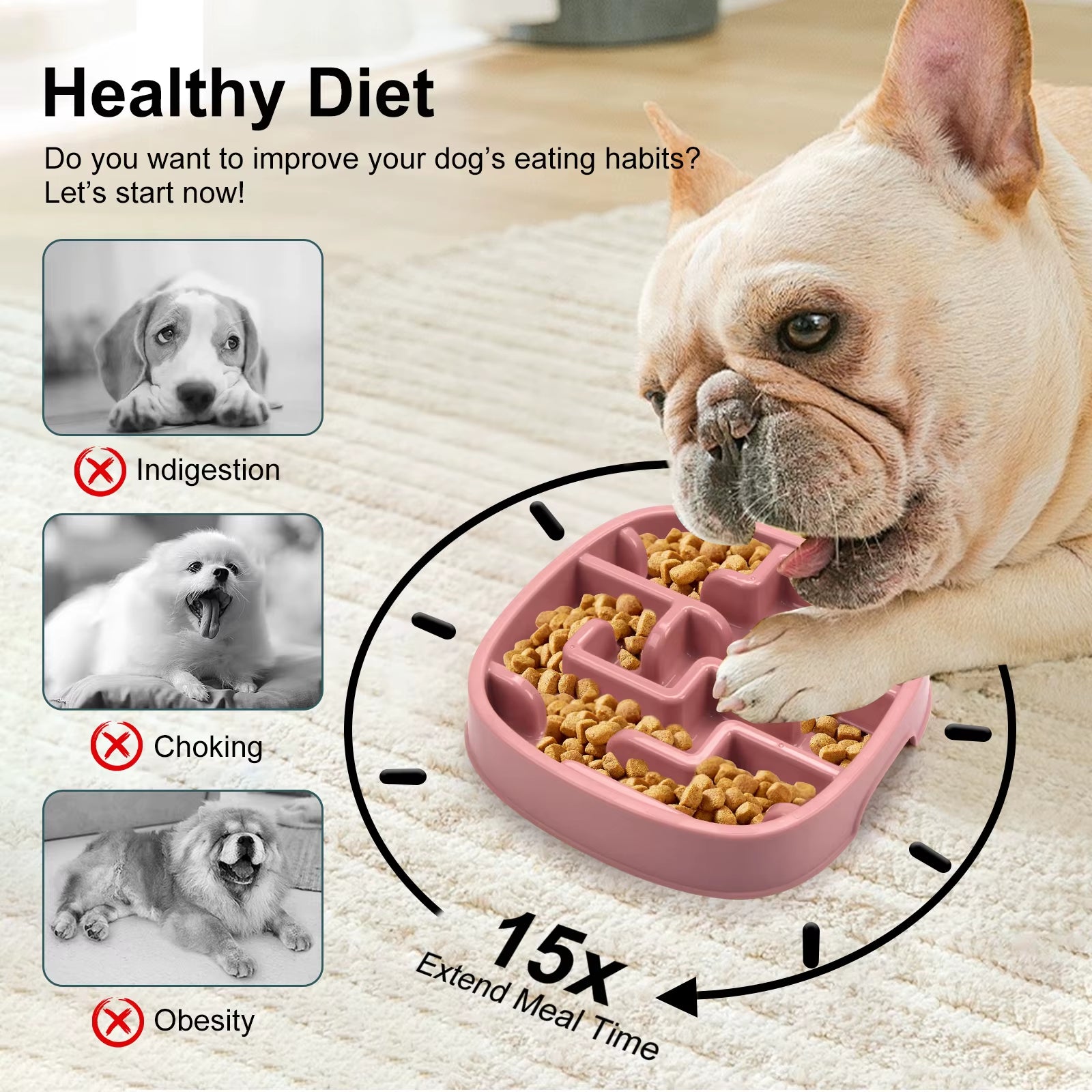 Pet Supplies Dog Cat anti Choking Feeding Food Bowls Puppy Slow down Eating Feeder Dish Prevent Obesity New Product Variety