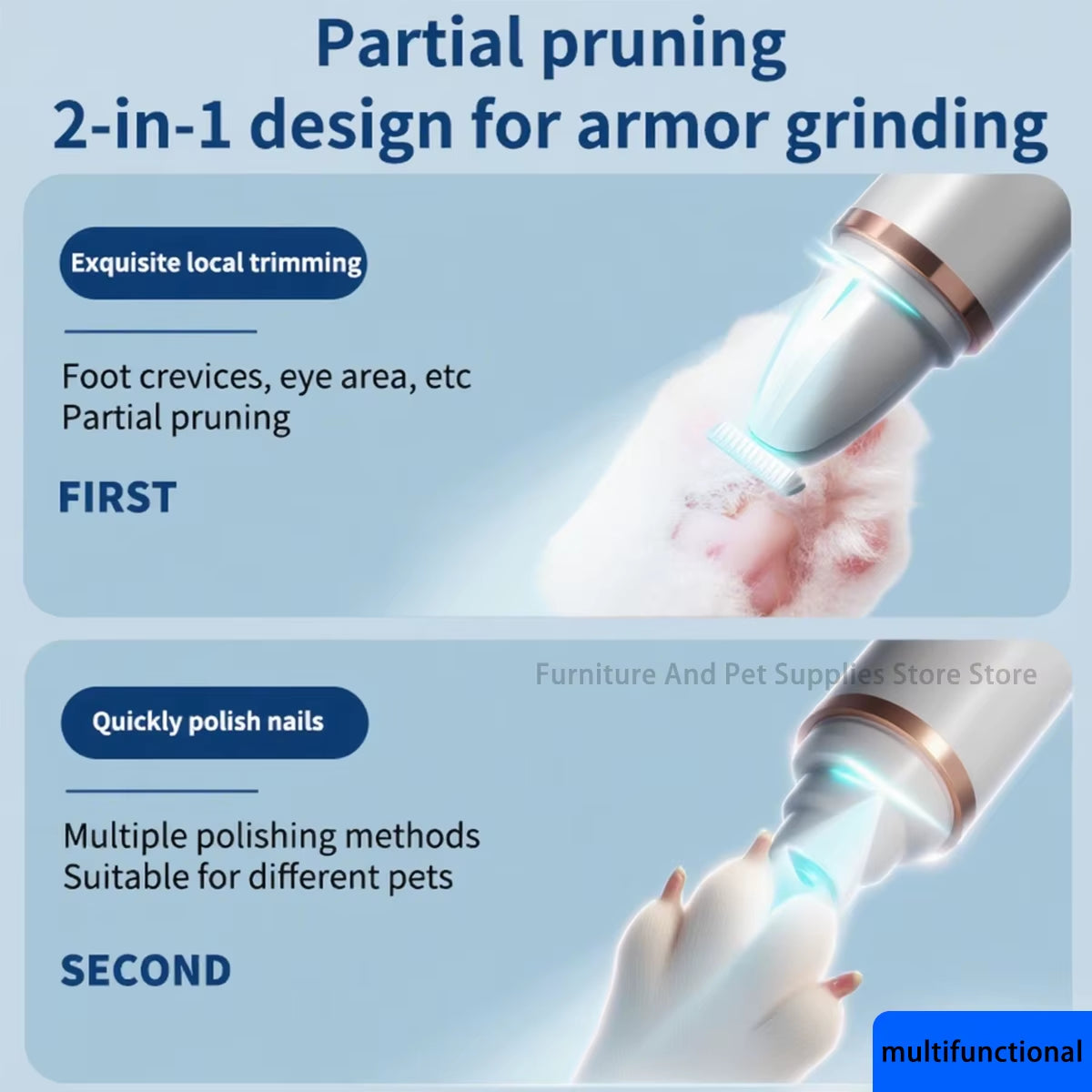 2-In-1 Pet Dog Paw Trimmer Cat Nail Clipper Pet Nail Grinder Dog Cat Hair Trimmer Dog Trimmer Dog Nail Grinder Paw Trimmer