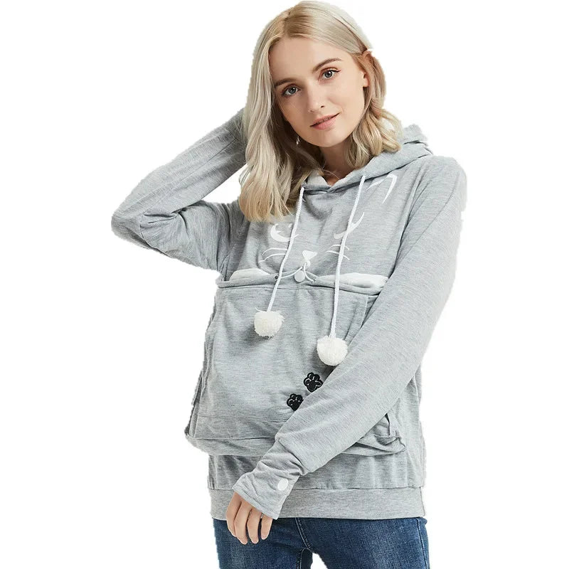 Unisex Big Kangaroo Pet Carrier Hoodie Long Sleeve Dog Cat Holder Carrier Sweatshirt for Small Pet Lovers Drop Shipping
